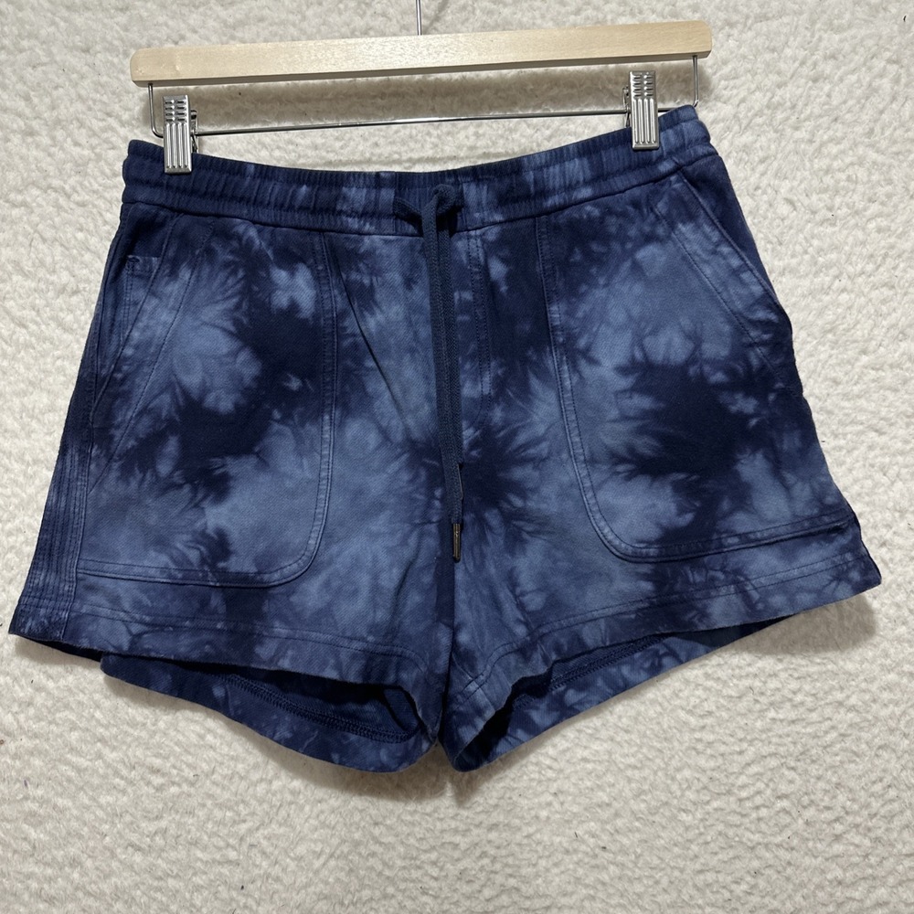 Athleta Farallon Short Blue Tie Dye Knit Women's Size S/P Drawstring Waist